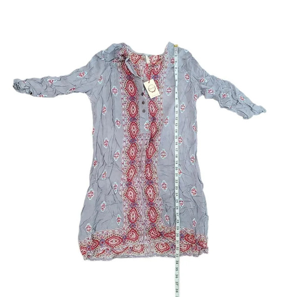 Raga Multi Color Button Vneck with 3/4 sleeve mini dress - Picture 9 of 9